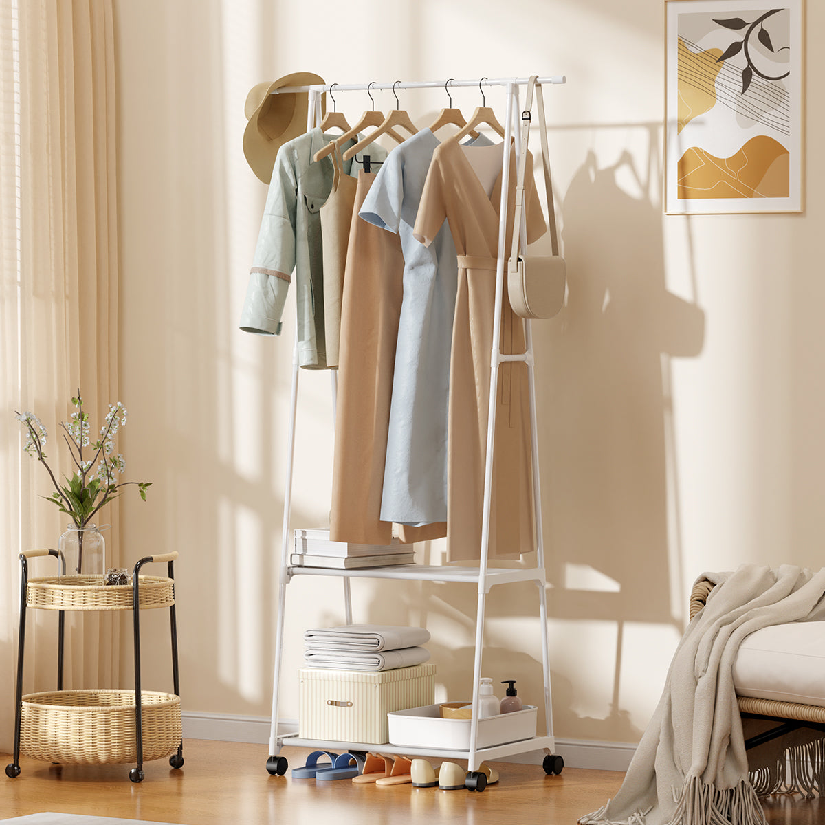 【COD】AONEZ Rak Gantungan Baju Rak Sepatu Stand Hanger Jemuran Rak penyimpanan Tempat Tas Topi Sepatu