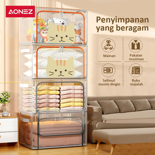 【COD】AONEZ Storage Box 66 Liters Multifungsi Organizer Besar Kotak Penyimpanan Lipat Transparant Box