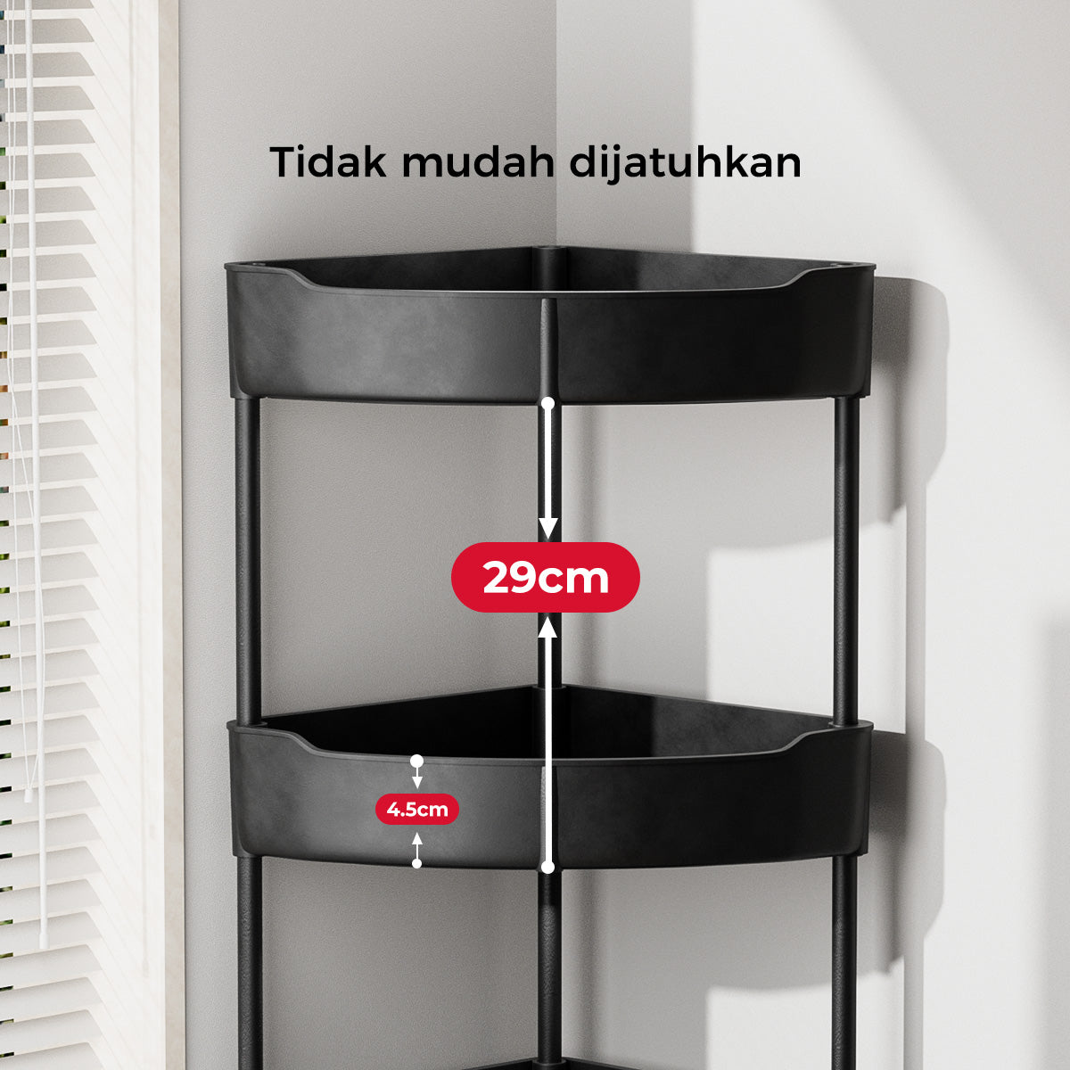 【COD】AONEZ Rak Kamar Mandi Triangle rak troli rak serbaguna 4 layer dengan roda